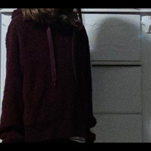 dark pink/purple fuzzy cropped hoodie